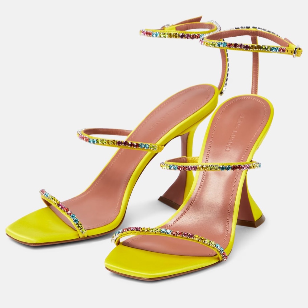 AMINA MUADDI Yellow Gilda 95 embellished Sandals